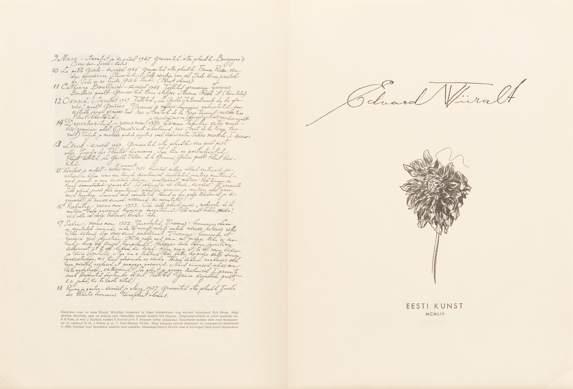 FOLDER, 18 offset prints, Bergendahls, Göteborg 1954.