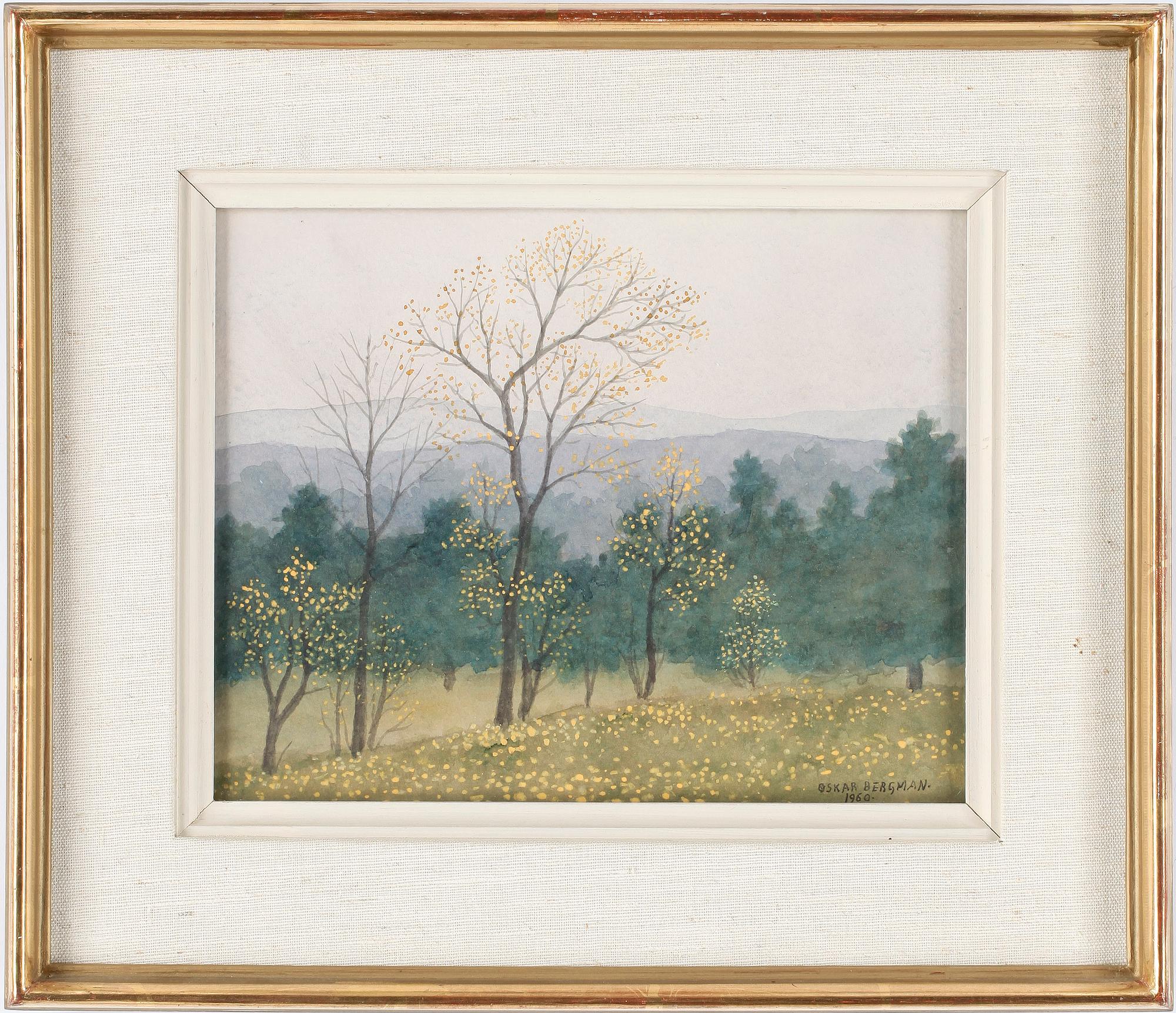 OSKAR BERGMAN. Akvarell. Sign Oskar Bergman o dat 1960.
