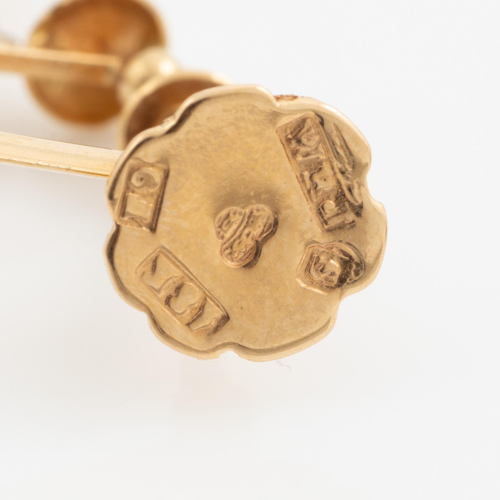 Örhängen 18K guld med fasettslipade vita stenar.