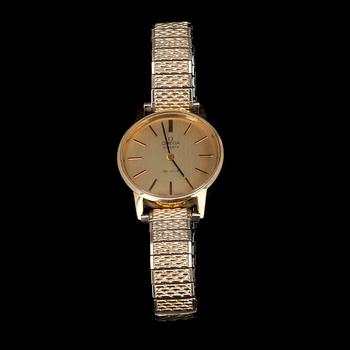 ARMBANDSUR, guld på stål, Omega de Ville. 1900-talets mitt.