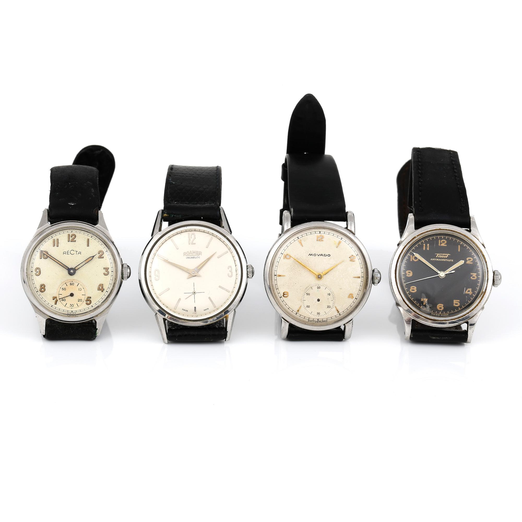 ARMBANDSUR, 4 st, bland annat Tissot Automatic, 1900-talets andra hälft.