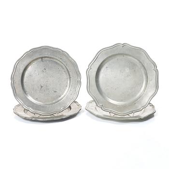 A set of four (2+2) peter rococo plates, two by Peter Törngren, Gothenburg 1760.