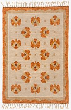 Ingegerd Silow, a flat weave rug, signed, c. 200 x 137 cm.