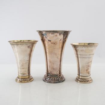 Trophies 3 pcs silver GAB Stockholm 1936, 1946 and 1965 (?).