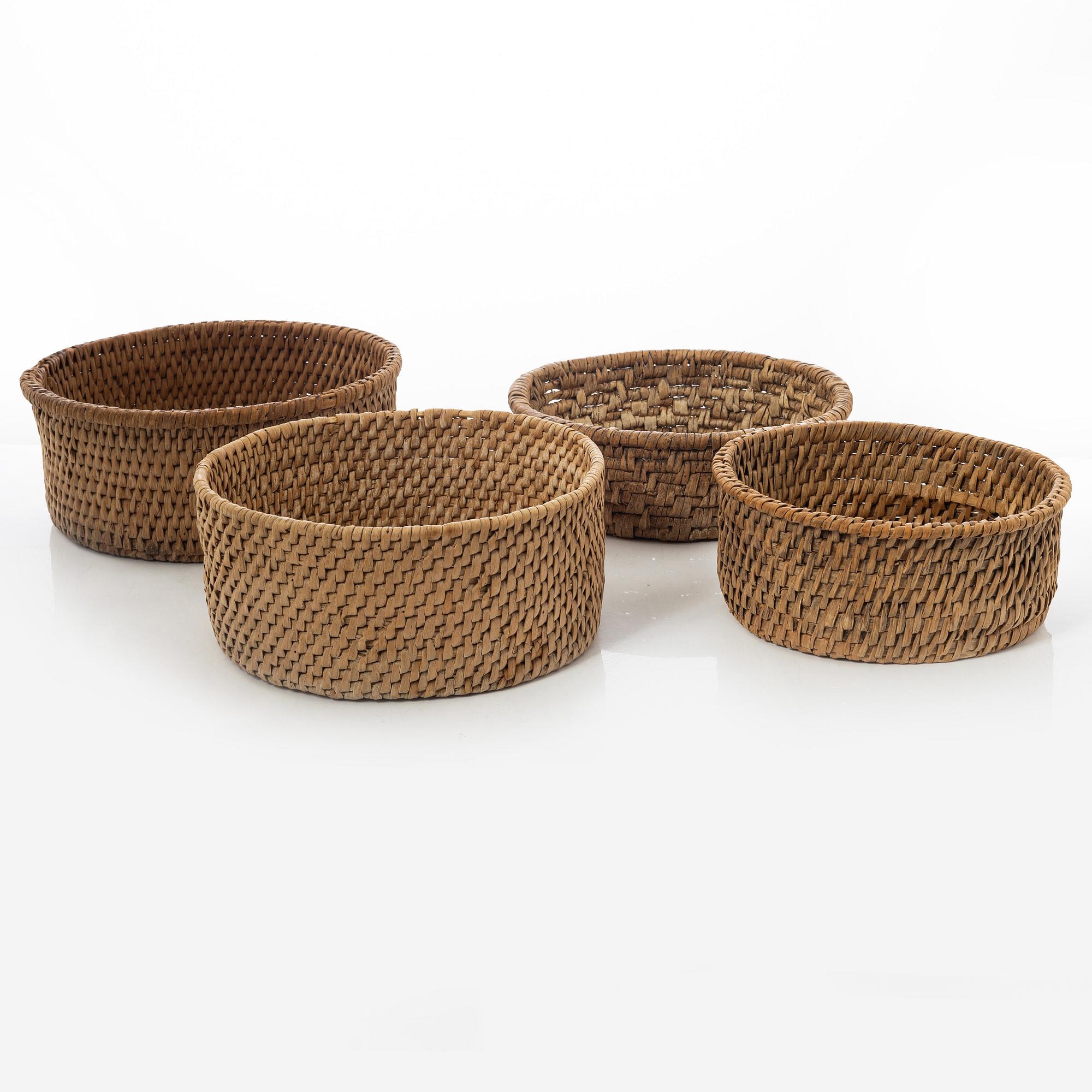 Root baskets, 4 pcs, folk art, 19th century.