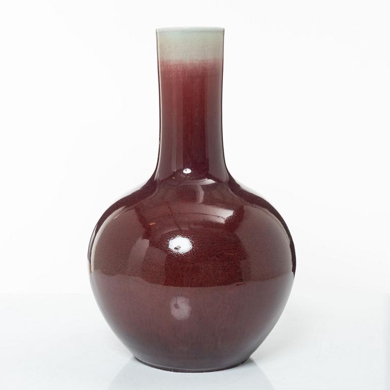 A Chinese sang de boeuf glazed vase, 20th century.
