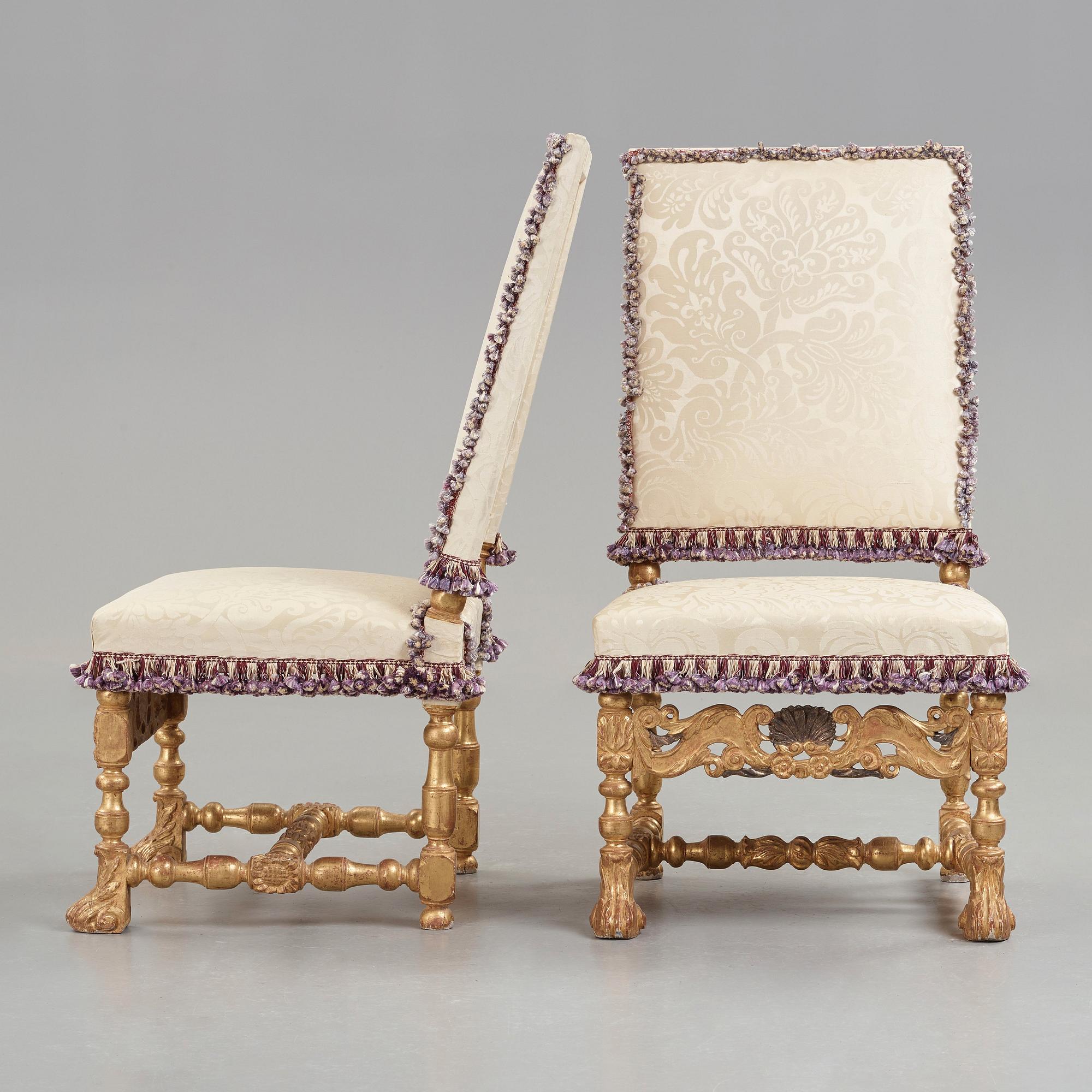 STOLAR, ett par, Frankrike, omkring år 1700, barock.