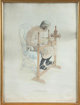 CARL LARSSON,  färglitografi, sign.