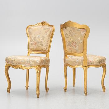 Stolar, 4 st,Louis XV-stil, omkring år 1900.