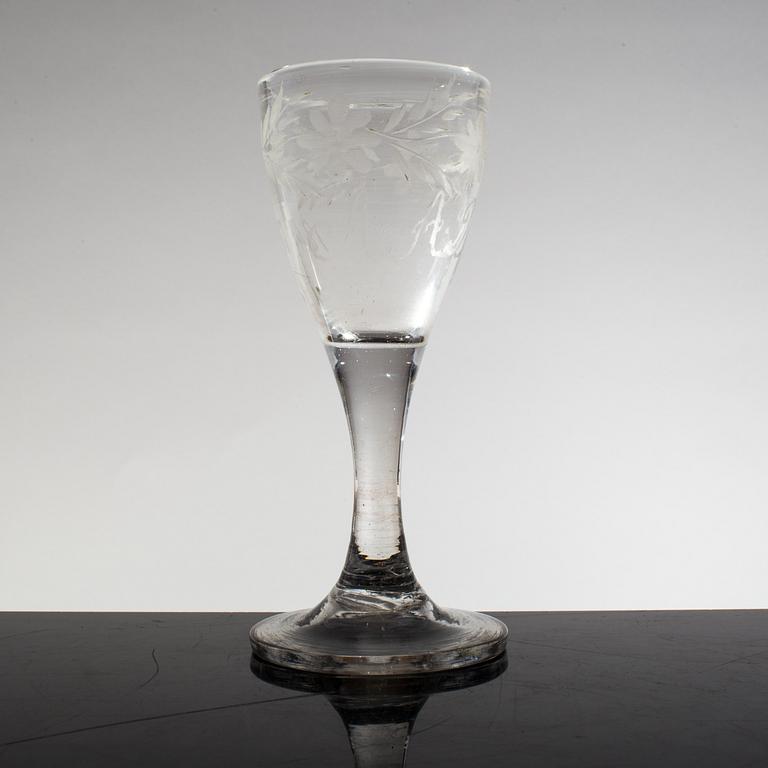 BRÖLLOPSGLAS, glas, daterat 1845.