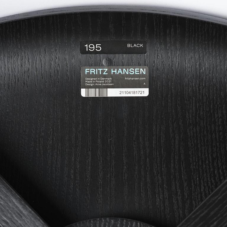 Arne Jacobsen, a set of six "Grand Prix" (Exclusive Edition Black) dining chairs, Fritz Hansen, 2021.