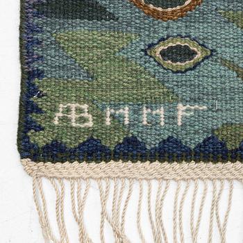 Barbro Nilsson, a 'Tånga blå',  tapestry weave carpet, c. 345 x 277 cm, signed AB MMF BN.