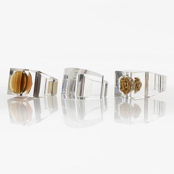 Siv Lagerström, three acrylic rings, 1970s.