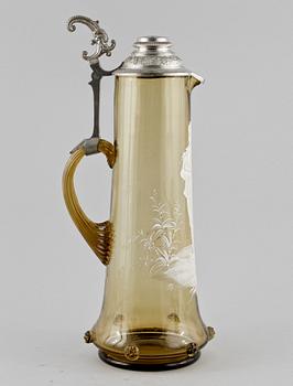 KARAFF samt GLAS, 5 st, glas, nyrenässans, sent 1800-tal.