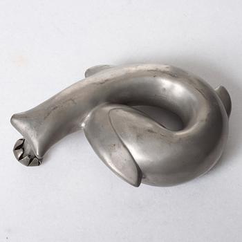 Estrid Ericson, a pewter and brass jar in the shape of a fish, Svenskt Tenn, Stockholm 1920's.