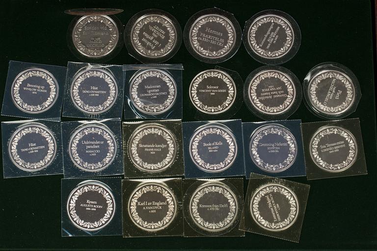 MEDALJER, 200 st, sterlingsilver, Franklin Mint. 1900-talets fjärde kvartal. Total vikt ca 10 kg.