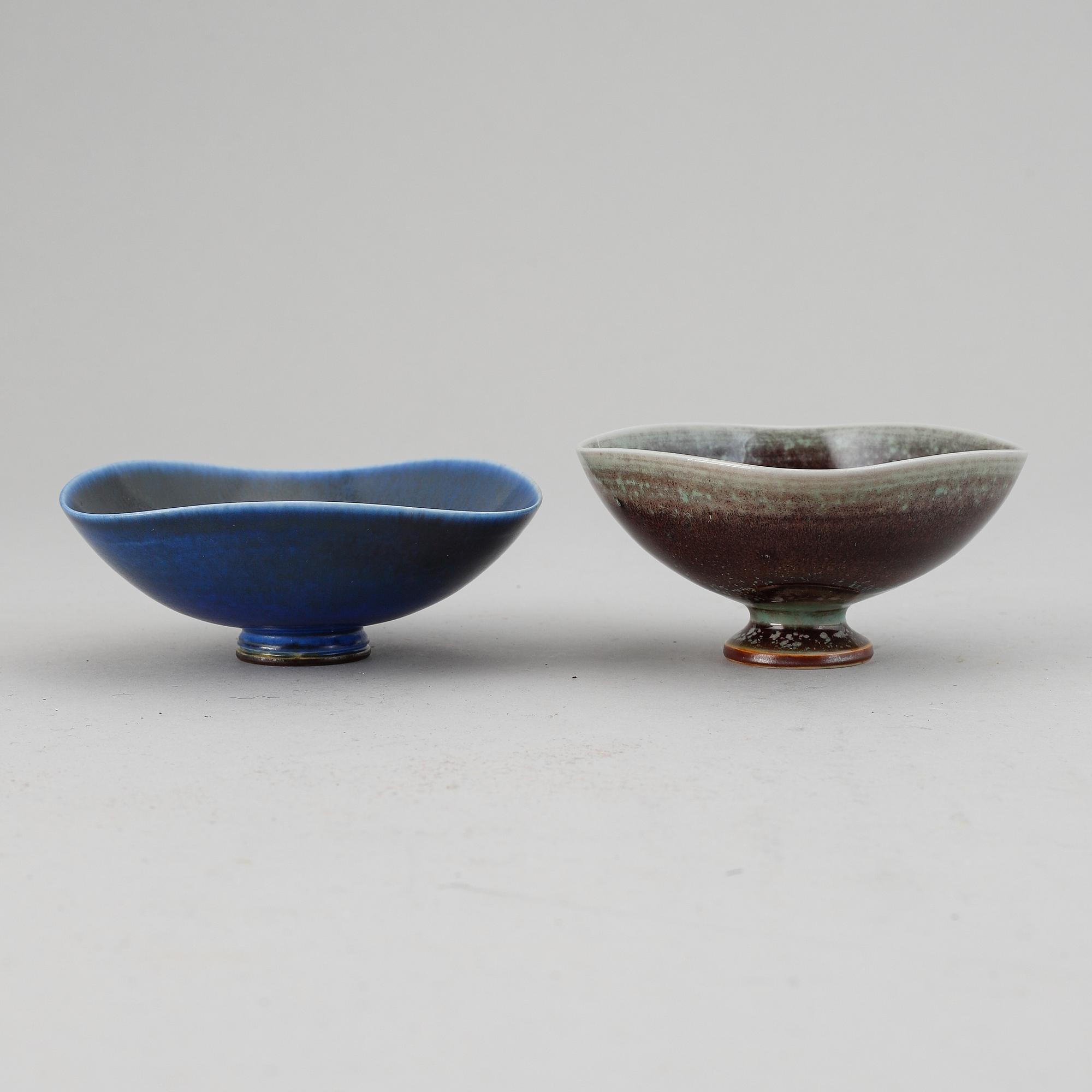 Berndt Friberg, two stoneware bowls, Gustavsbergs Studio, signed.