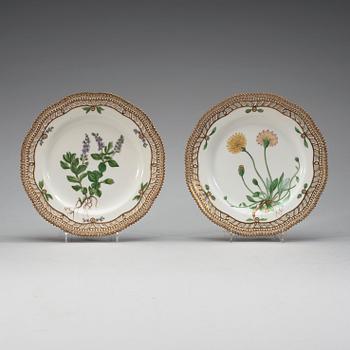 ASSIETTER, 12 stycken, porslin. "Flora Danica", Kunglig Dansk, 1900-tal.