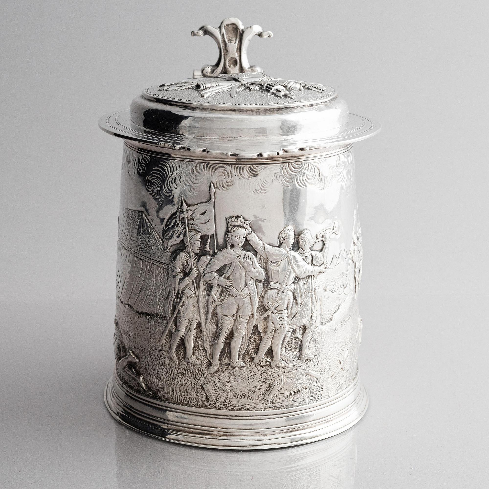 John Jackson, dryckeskanna, silver, London 1698-1699.