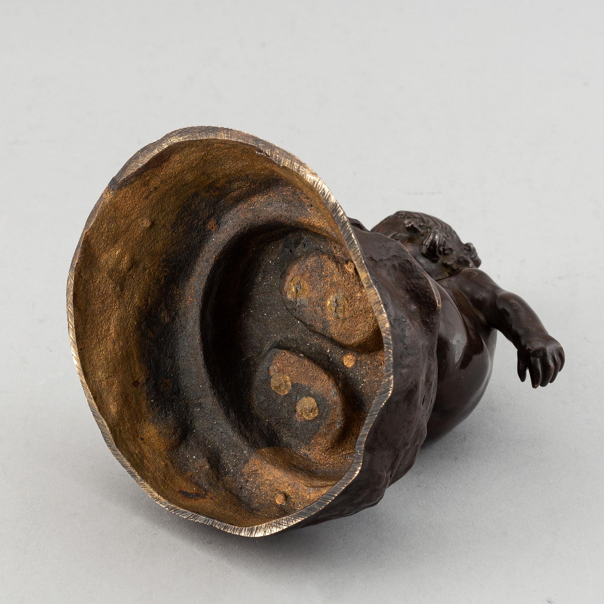 Anders Jensen Bundgaard, skulptur, brons, signerad och daterad 10 juli 1912.