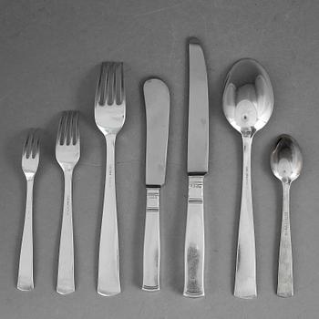 BESTICKSERVIS, 42 delar, silver, "Rosenholm", GAB, Stockholm, 1950-/60-/70-tal. Vikt exkl delar med metallblad ca 1067g.