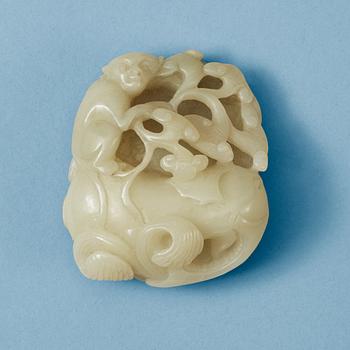 1629. A Chinese nephrite figure, 20th Century.