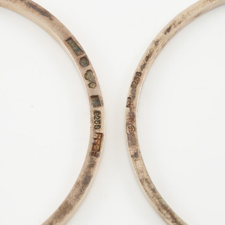 Lars Arby, five arm rings, sterling silver, Gothenburg 1963, 1967 and 1969.