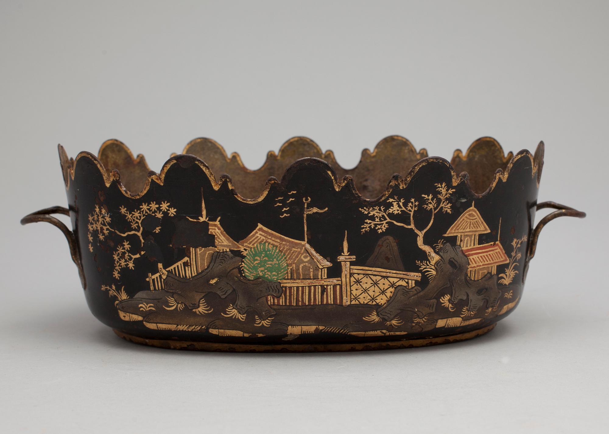 GLASSKÖLJARE, bemålad plåt, 1800-tal.