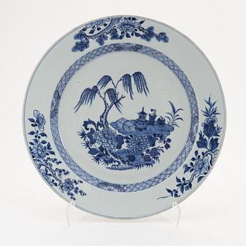 A blue and white Chinese Export dish, Qing dynasty, Qianlong (1736-95).