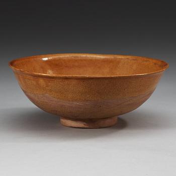 A yellow glazed bowl, Liao dynasty (907-1125).