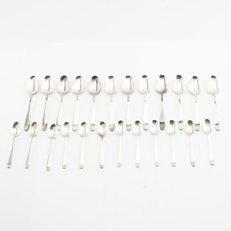 Spoons, 12 + 12, "Theresia", silver, MEMA, Lidköping, 1970s-1980s.