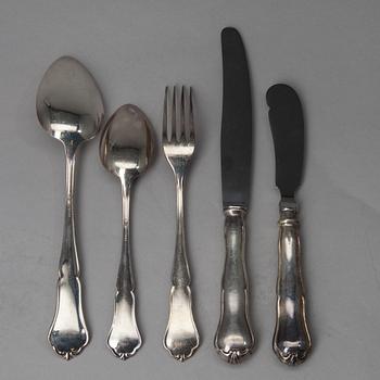 BESTICKUPPSÄTTNING, 25 delar, silver/nysilver "Chippendale" Kultakeskus och Sorsakoski, 1950-tal. Silvervikt ca 527 g.