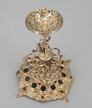 CIGARRSTÄLL, förgyllt silver, 1800-tal.