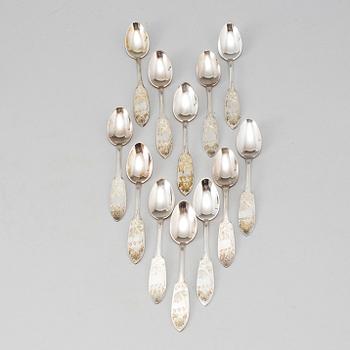 a lot of 24 silver spoons by C O Persson AB in Haparanda, Sweden. Weight ca 522 grams.