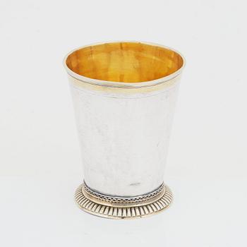 A Swedish early 18th century parcel-gilt silver beaker, mark of Petter Berendt, Stockholm 1702.