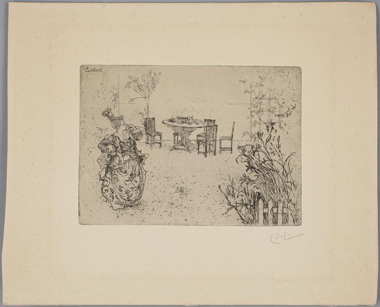 CARL LARSSON, etsning, monogramsign.