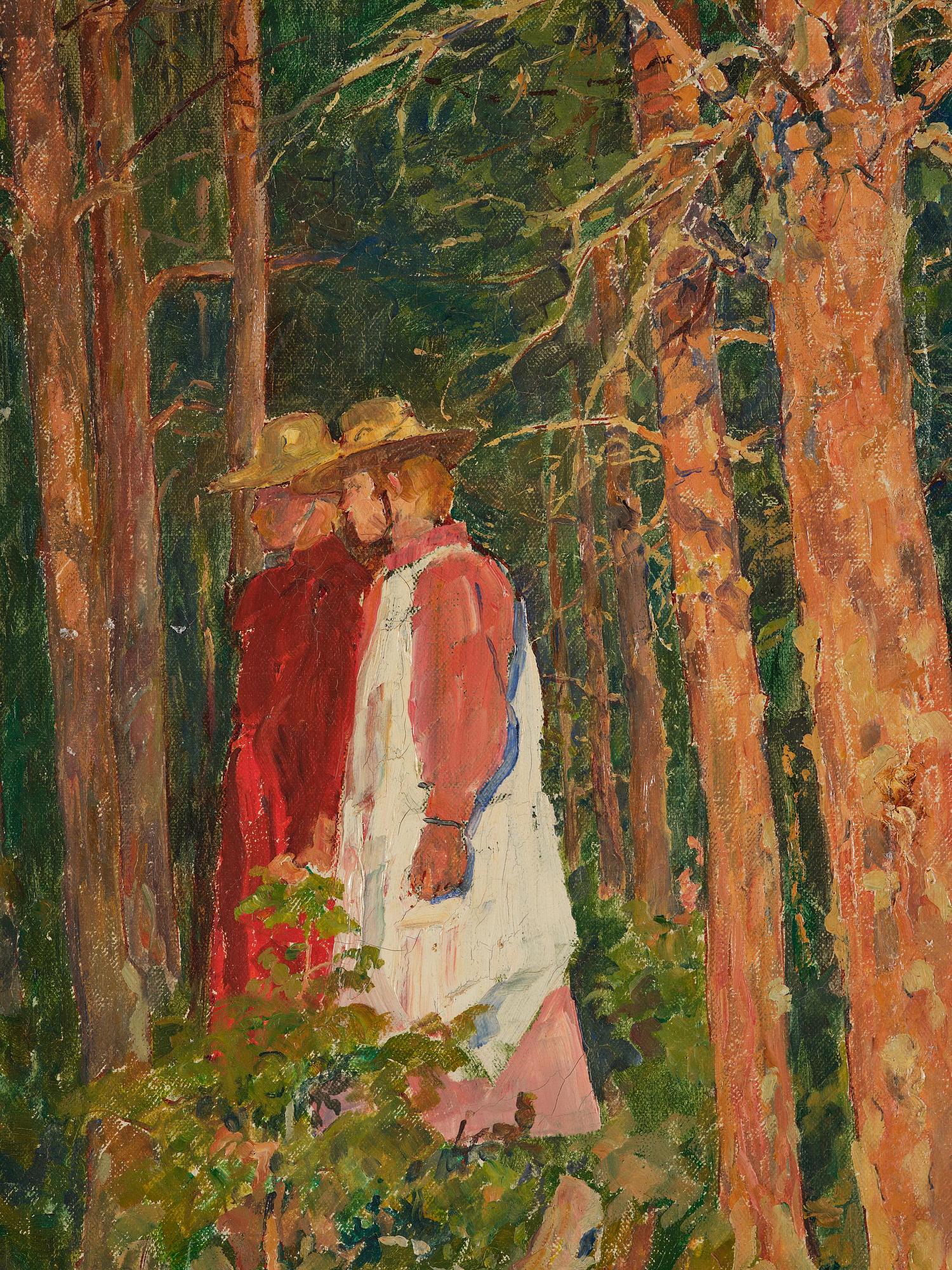 Carl Wilhelmson, Two girls at the edge of the forest.
