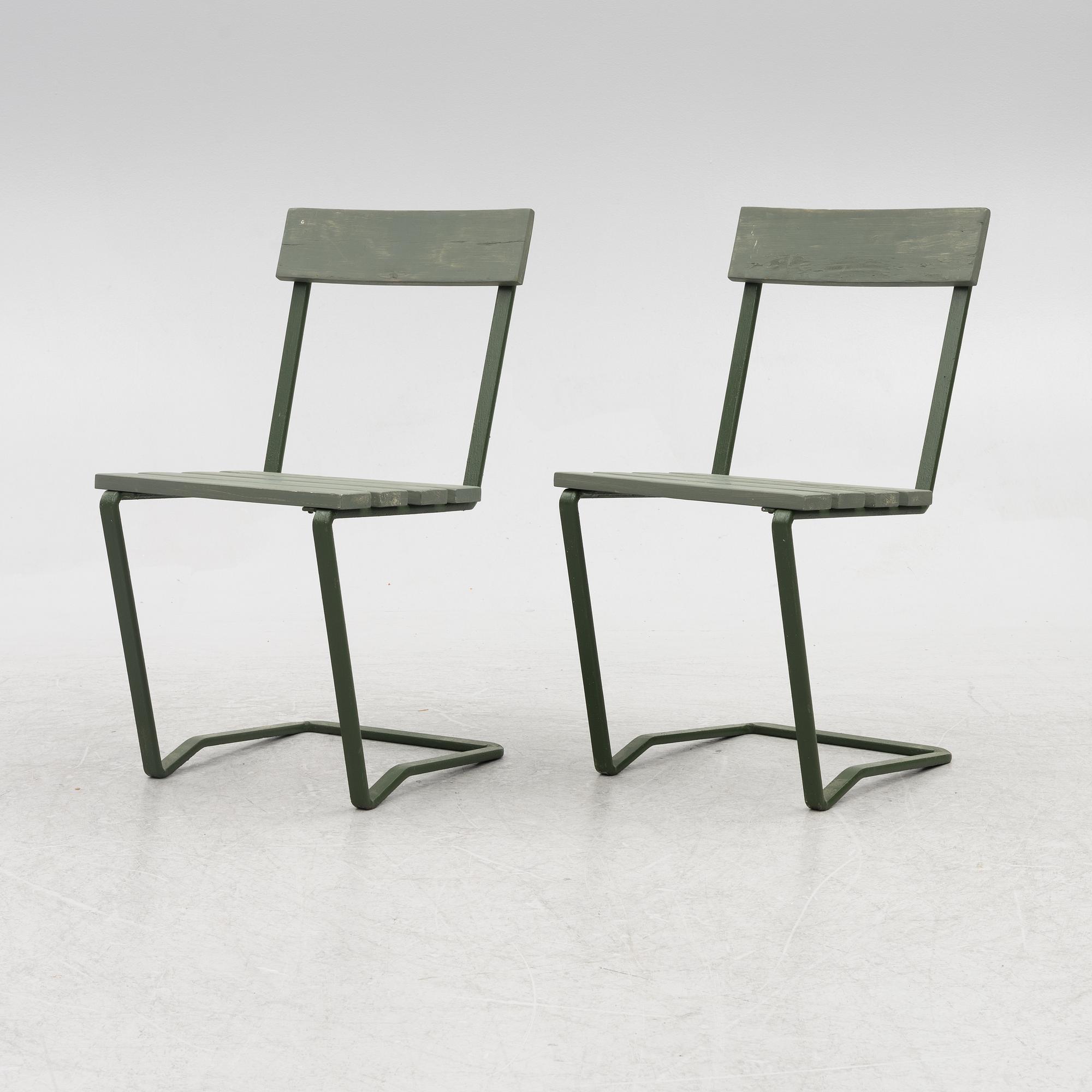 Garden chairs, a pair, 1930s-40s.