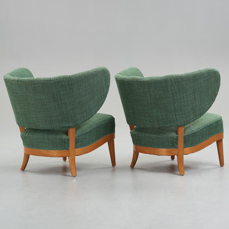 Otto Schulz, a pair of upholstered easy chairs, Boet, 1940's.