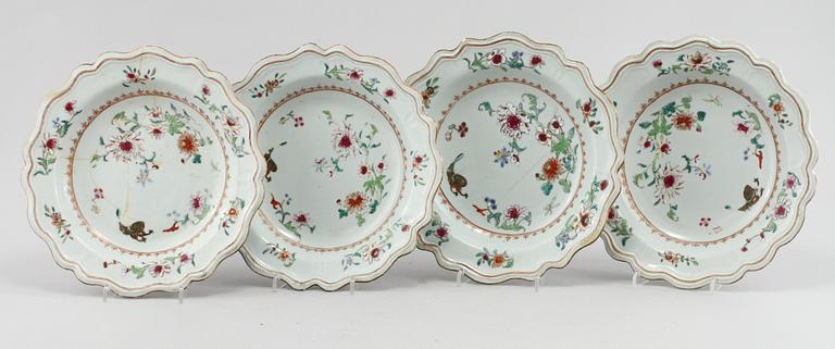 TALLRIKAR, 4 st, porslin, Kina, 1700-tal.