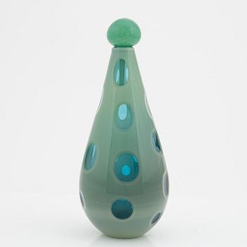 Gunnel Sahlin, a unique glass vase/bottle, Kosta Boda Sweden, signed.