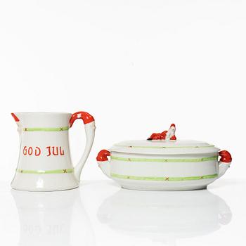 Jug and porridge bowl, "Merry Christmas", Gustavsberg.