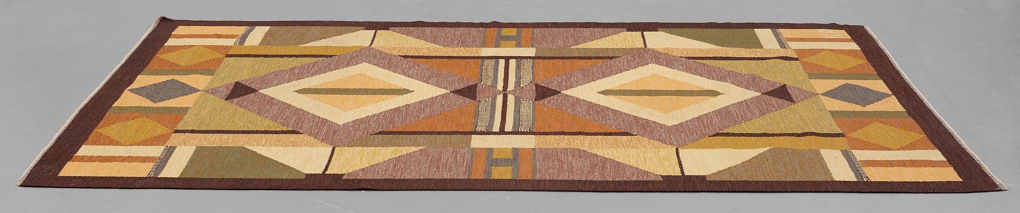 Kerstin Persson, A CARPET, flat weave, ca 277 x 184 cm, a woven signature KP, an embroidered signature AÖ.
