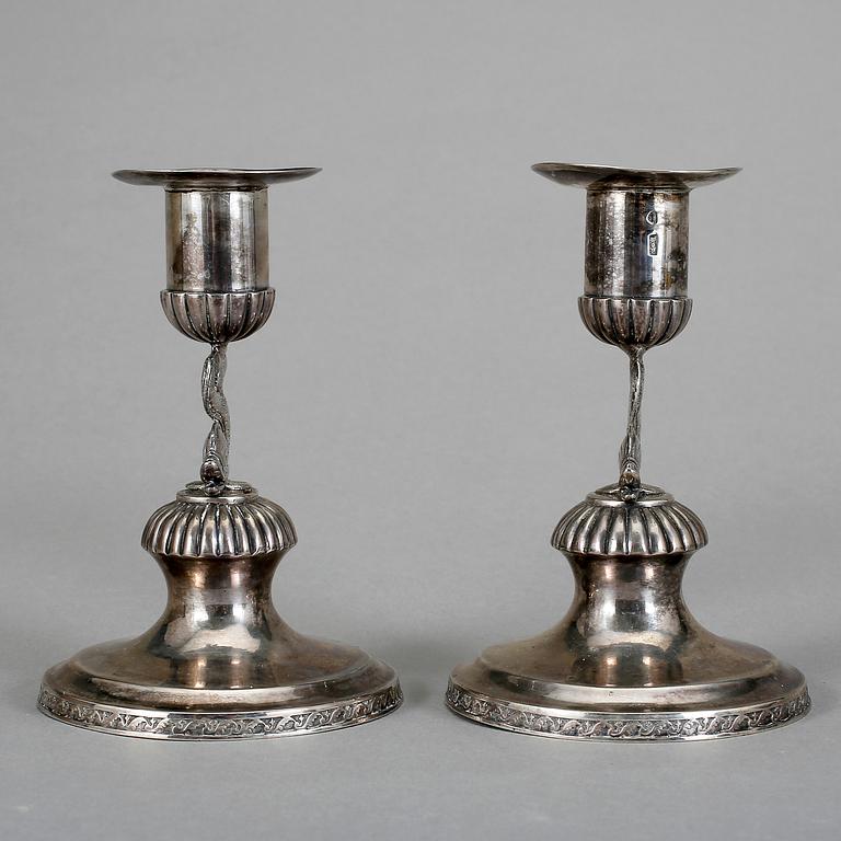 LJUSSTAKAR, silver, empire, sannolikt Barkander & Söhrling, verksam 1825-57 i Linköping.