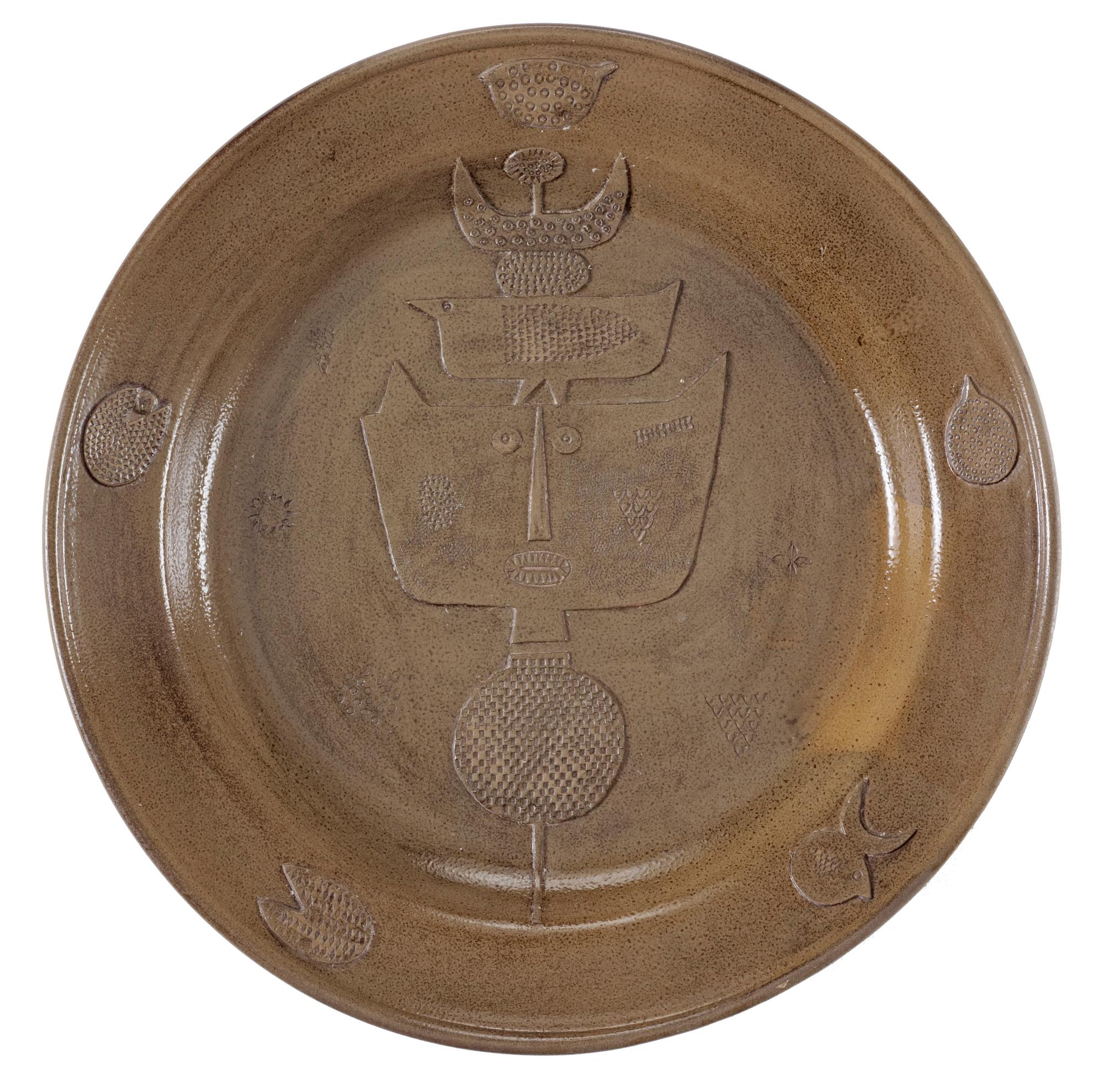 A Stig Lindberg stoneware dish, Gustavsberg Studio, 1965.