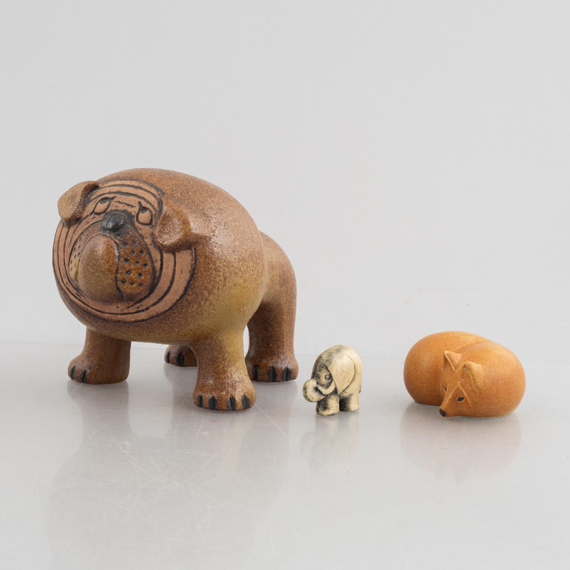 Lisa Larson, a set of three stoneware figurines, Gustavsberg and K-Studion.