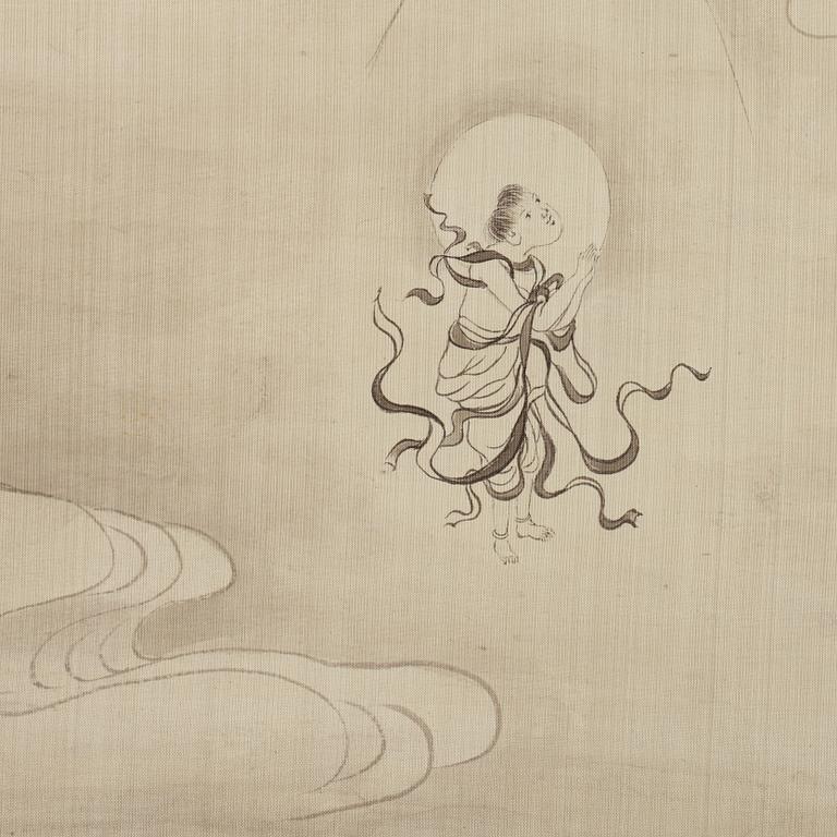 A Chinese hanging scroll, ink and color on silk, Republic, signed Zhang Zongliang, dated 1938.
