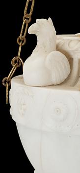 AMPEL, alabaster samt mässing, empirestil, 1800-talets andra hälft. H ca 70.