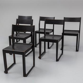 SVEN MARKELIUS, six 'Orkesterstolen' chairs, mid 20th Century.