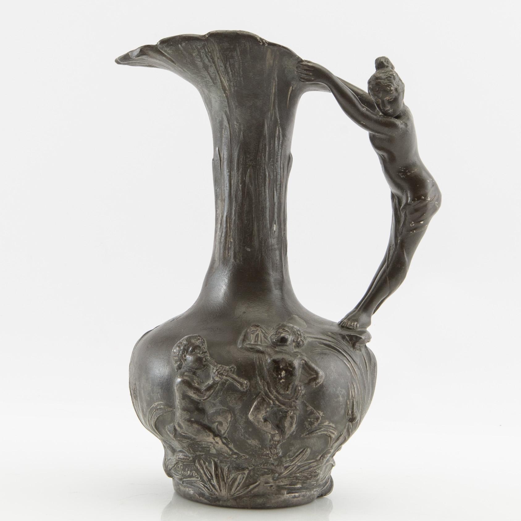 Jean-Maurice Petizon, Vase, Art Nouveau, pewter, France.